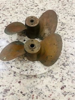 Two vintage 12 inch two blade brass  propellers