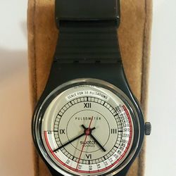 SWATCH PULSOMETER WATCH SWISS SCALE FOR 30 PULSATIONS SWATCH AG 1987 433-P PATENTED WATERRESISTANT SWISS MADE 129 BATTERY