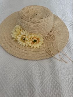 Straw Sun Hat with Yellow Flower Accent