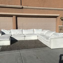 7-piece White Feathered-down Cloud Sectional.
