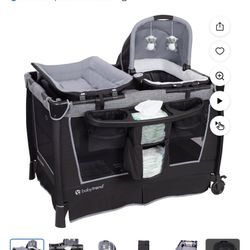 Baby Trend Simply Smart Nursery Center Playard with Bassinet and Travel Bag - Whisper Grey