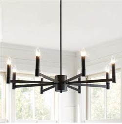 7278: New 8-Light Black Farmhouse Candle Chandeliers Modern Matte Ceiling Light Fixture Industrial Hanging Lighting
