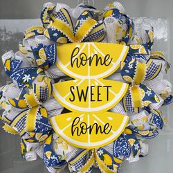 Blue and Yellow Lemon Wreath