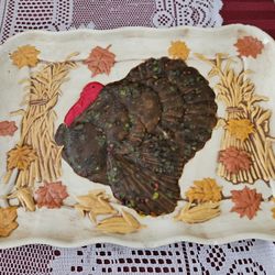 EMBOSSED TURKEY PLATTER AMERICAN ENTERPRISES  1960