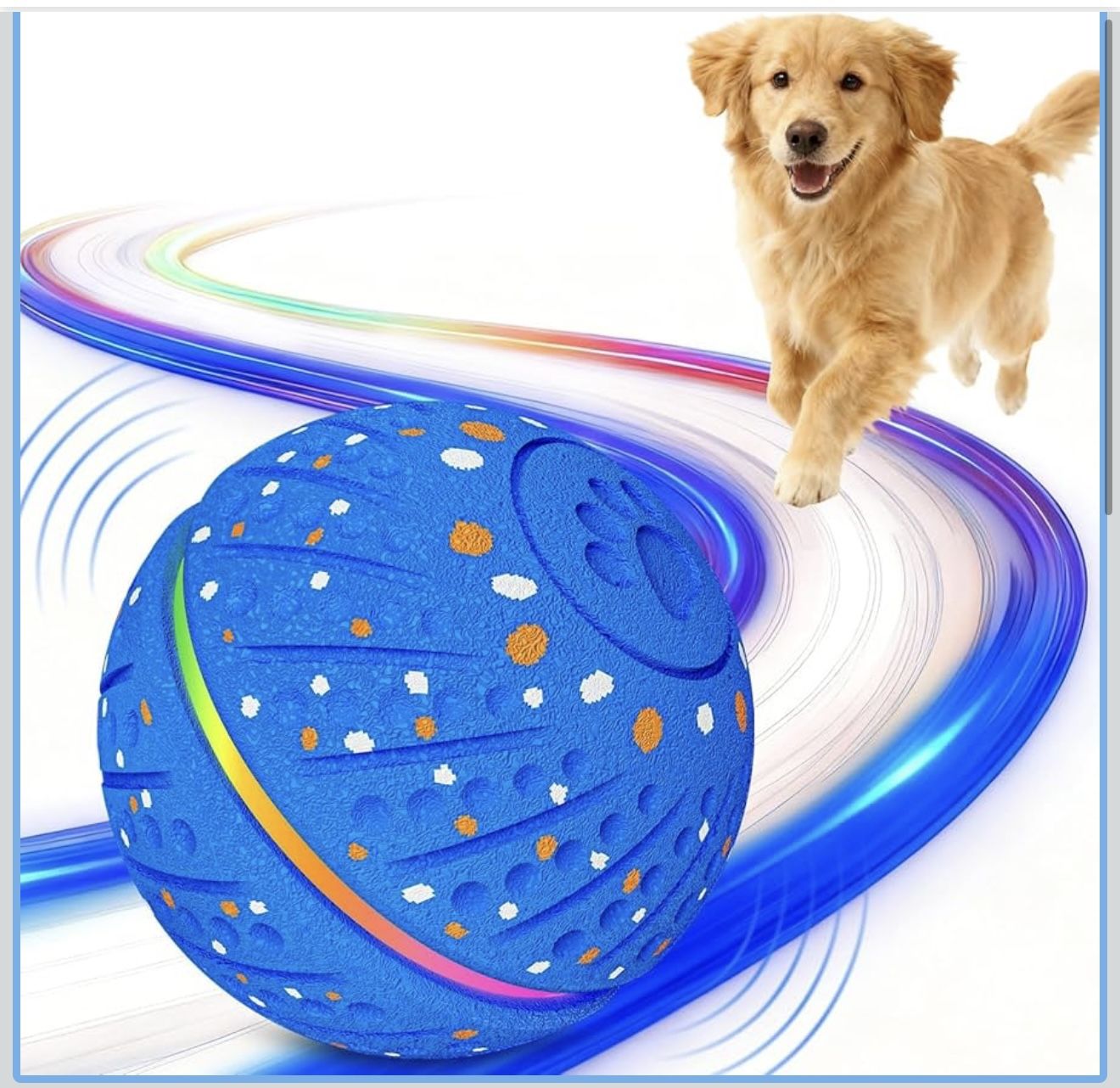 Interactive Dog Ball Toy - Smart Moving Bouncing Dog Ball with RGB Lights, E-TPU Material, 3 Play Modes Automatic Rolling Dogs Toy for Small Medium Do