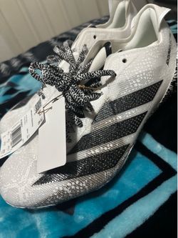 🔥 Adidas Adizero Football Cleats White/Black Snakeskin - Size 9 - BRAND NEW