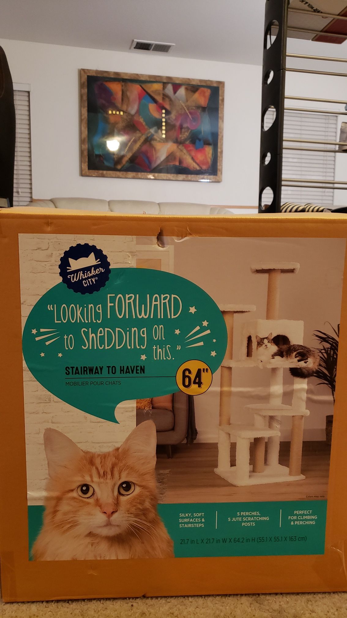 Cat Tree Whisker City 64 in Stairstep with Condo