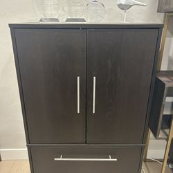 Modern Storage Cabinet w/Silver Hardware and XL Drawer for Files