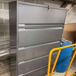 Filing cabinet gray with keys 42 long 63 high 18 deep