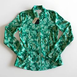 NWT women's TOMMY BAHAMA Full Zip ACTIVE Jacket top Green golf tennis size Small