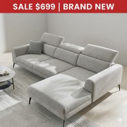 🏷 OUTLET | BRAND NEW Modern Sectional Sofa L-Shape with Adjustable back and headrests, Gray💥 FINANCE