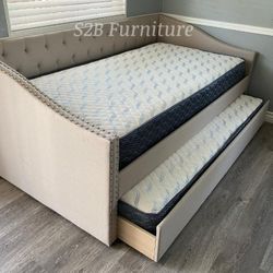 Twin Twin Beige Daybed With Ortho Matres!