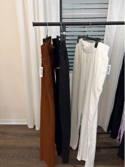 3 New women’s Old Navy linen blend wide leg summer pants XL black brown white