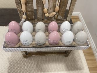 HTF Rae Dunn Wooden Easter Eggs $35