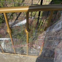 King Size Metal Bed Frame In Gold 