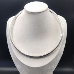 925 Sterling Silver Torque Chocker Necklace 