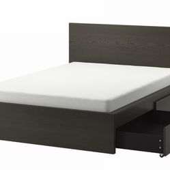 IKEA MALM Full Sized Bedframe With 4 Storage Drawers