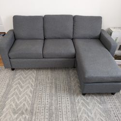 $200 Grey Sofa w. Adjustable Chaise/Ottoman