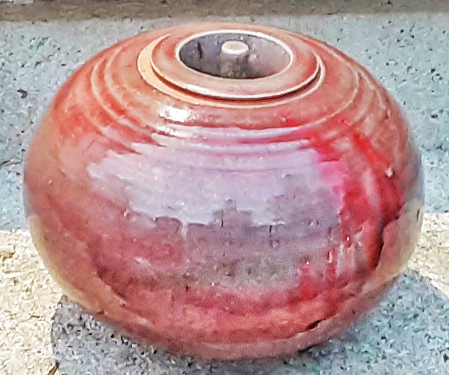Large Vintage Mcm Signed STUDIO Art Pottery Round Jar 11" X 7" X 3.25" !