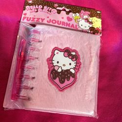Hello Kitty Fuzzy Notebook (pink pen included)