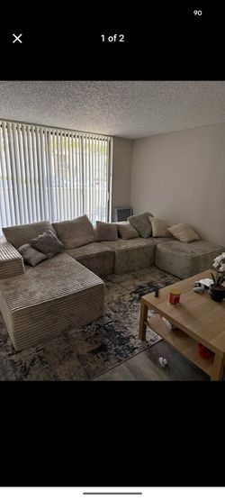 Modular Corduroy Sectional Sofa 135 inch