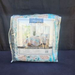 Westport Collection 2pc Queen Quilt Set - Calico Patch Pattern