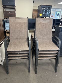 Patio Dining Chairs Set of 8, Outdoor Stackable Dining Furniture Set, All Weather Dining Set for Lawn, Garden, Backyard, Poolside, Brown brand new in 