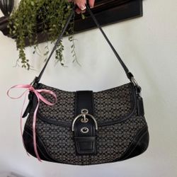 vintage Gray, And Black Coach Hobo Shoulder Back