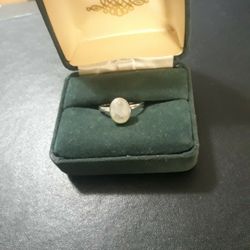 Sterling Silver Faceted Oval Moonstone Ring Sz 6