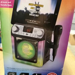 Singing Machine Portable Karaoke Machine with Wired Mic, Bluetooth, LED Lights - For Adults & Kids