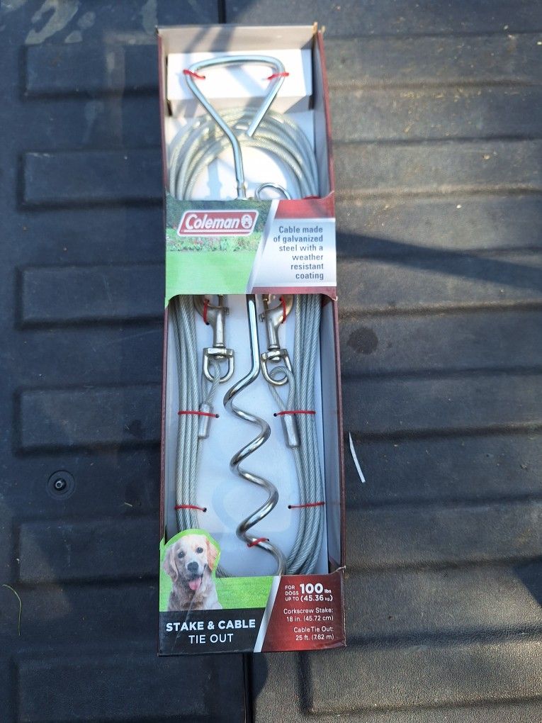 Stake & Cable Tie Out For A Dog