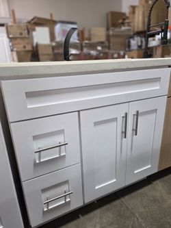 36" white saker bathroom Vanity