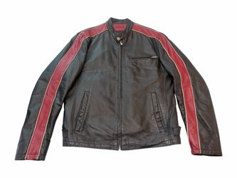 Wilsons Leather M. Julian Men’s Sz M Black/Red Striped Leather Motorcycle Jacket