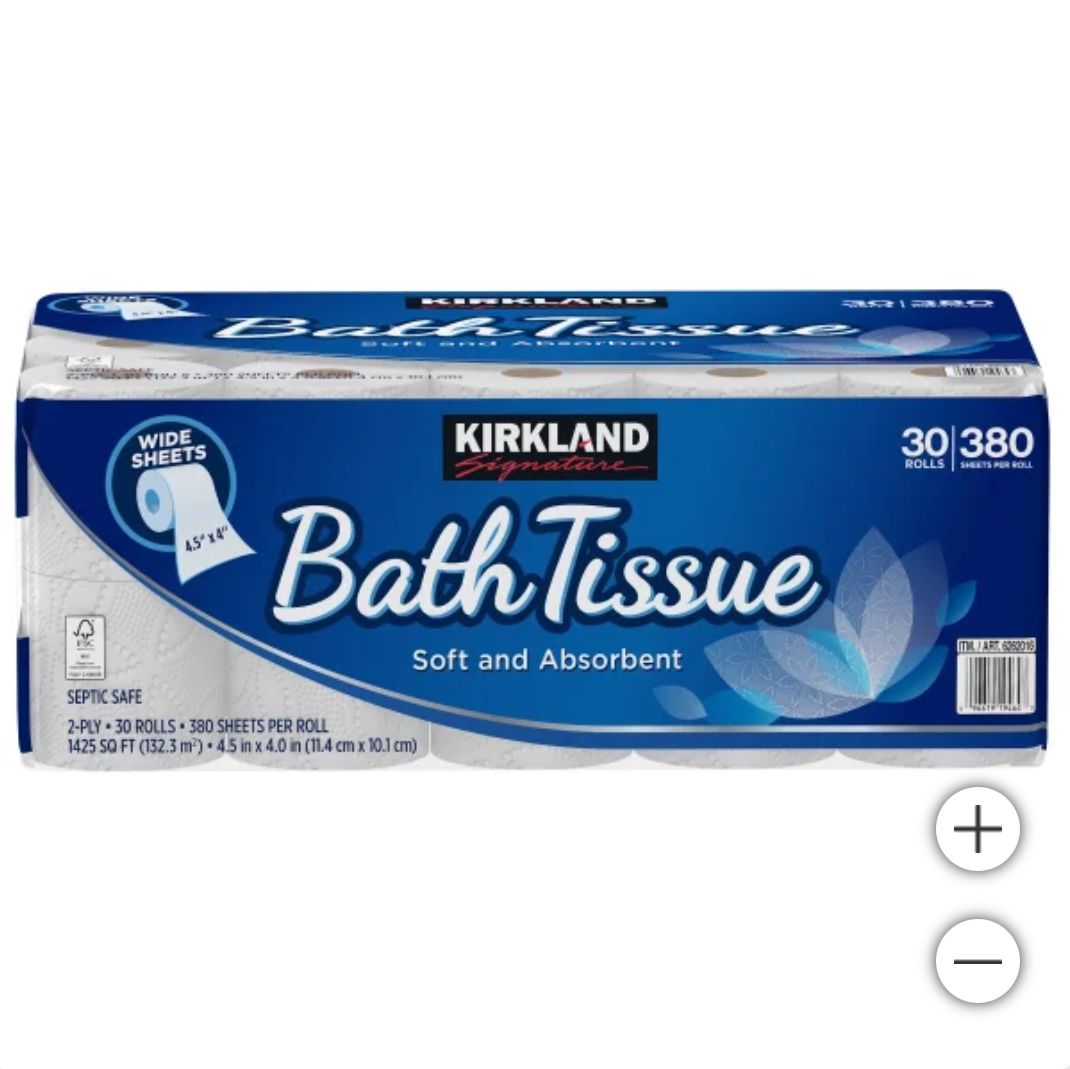 Kirkland Signature Bath Tissue, 2-Ply, 380 Sheets, 30 Rolls