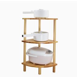 3-Tier Solid Wood Corner Shelf Storage Organizer For Small Spaces