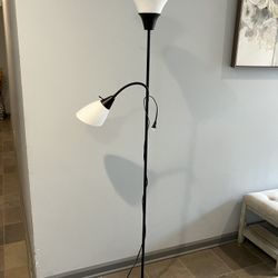 Floor Lamp Brown Color Metal Base With One Three Way Torch And One Reading Light  72” Hight   Like New