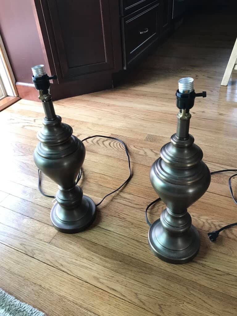 2 metal table lamps