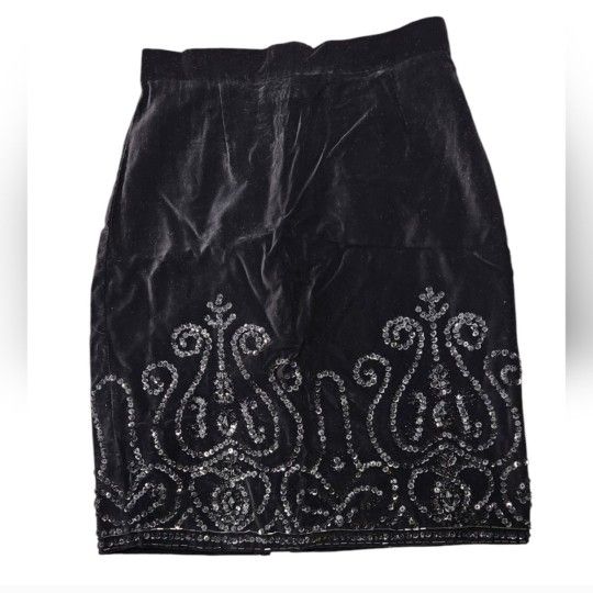 Vintage Together Size 10 Black Velour Sequins Mini Skirt