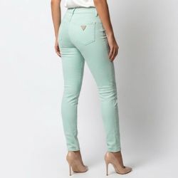 GUESS Y2K Pastel Mint Green Skinny Jeans Size 26 Seafoam Low Mid Rise Denim