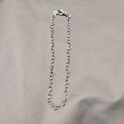 (925 Sterling Silver) 8” 2mm heart link bracelet