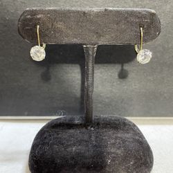 14k Yellow Gold Cz Diamond Level back Earrings