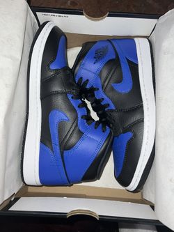 Jordan 1 Mid Hyper Royal Tumbled Leather Size 8.5M