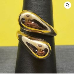 Gold Polished Wrap Ring with Bold Design