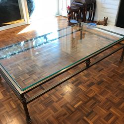 Glass and brass coffee table