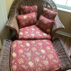 Wicker Chair And Ottoman