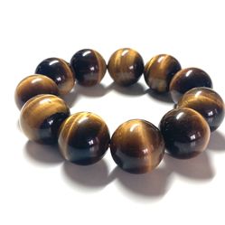 Tiger eye bead beads 18mm for men 11 beads 3.5-4.5 inches