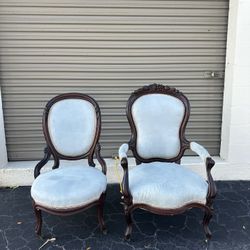 2 Antique Chairs Blue