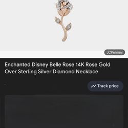 Enchanted Disney Belle Rose 14K Rose Gold Over Sterling Silver Diamond Necklace