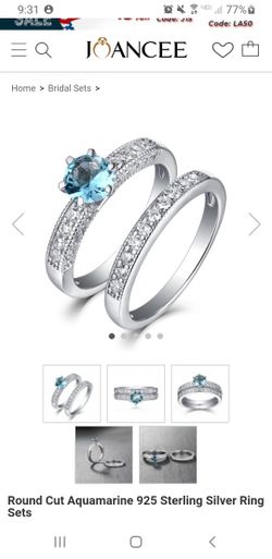 Brand New Joancee Bridal Set Size 6 Round Cut Aquamarine 70.00