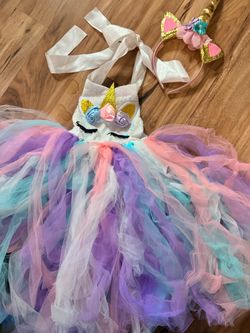 Girls Unicorn Tutu Dress with Headband